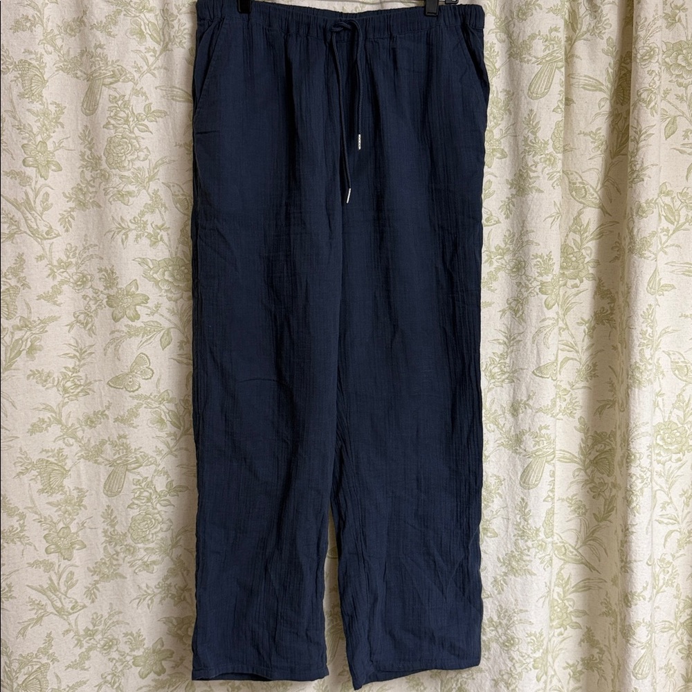 Quince Navy Wide-Leg Pants - Picture 2 of 8